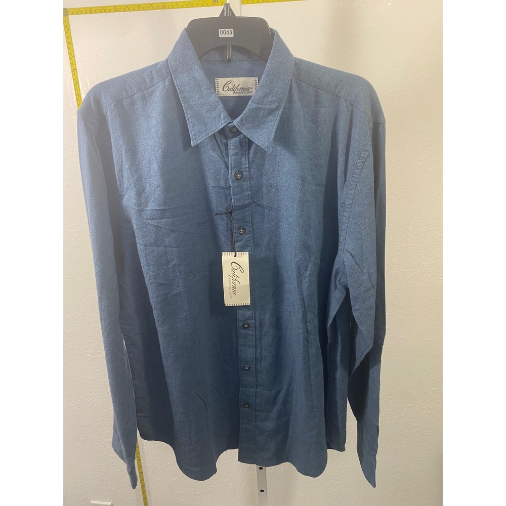 California Shirt Co 1976 Mens Blue Long Sleeve Button Down Shirt NWT Large